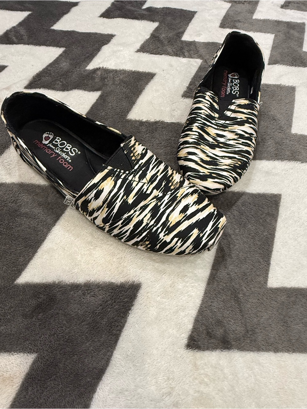Bobs by Sketcher Black & Cream Slip-On Shoes